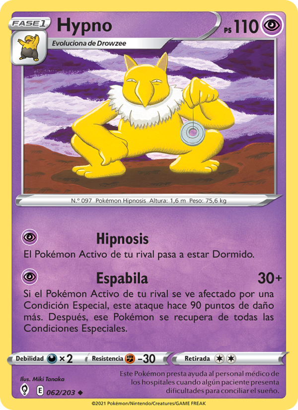 Hypno 62 — Cielos Evolutivos (Spanish Pokémon TCG card)