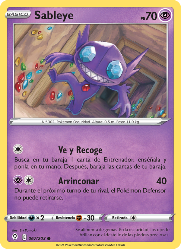 Sableye 67 — Cielos Evolutivos (Spanish Pokémon TCG card)