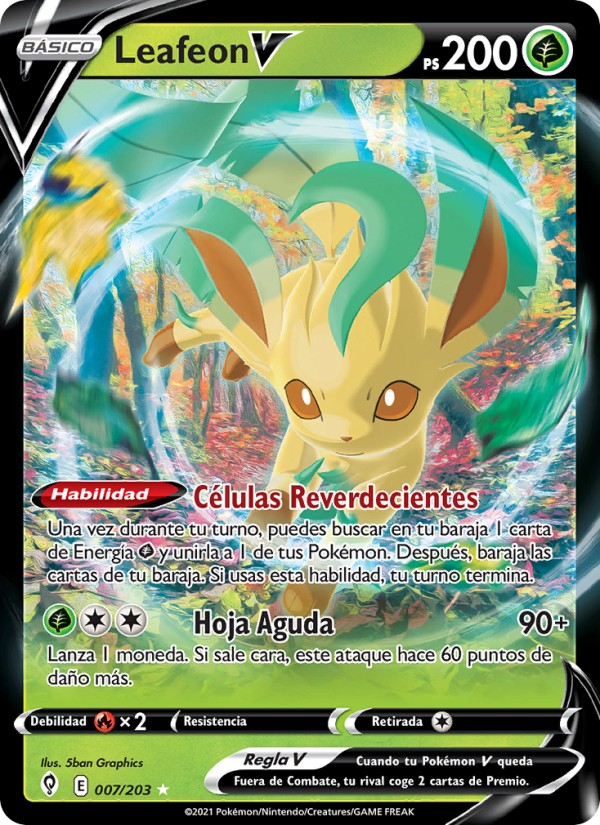 Leafeon V 7 — Cielos Evolutivos (Spanish Pokémon TCG card)