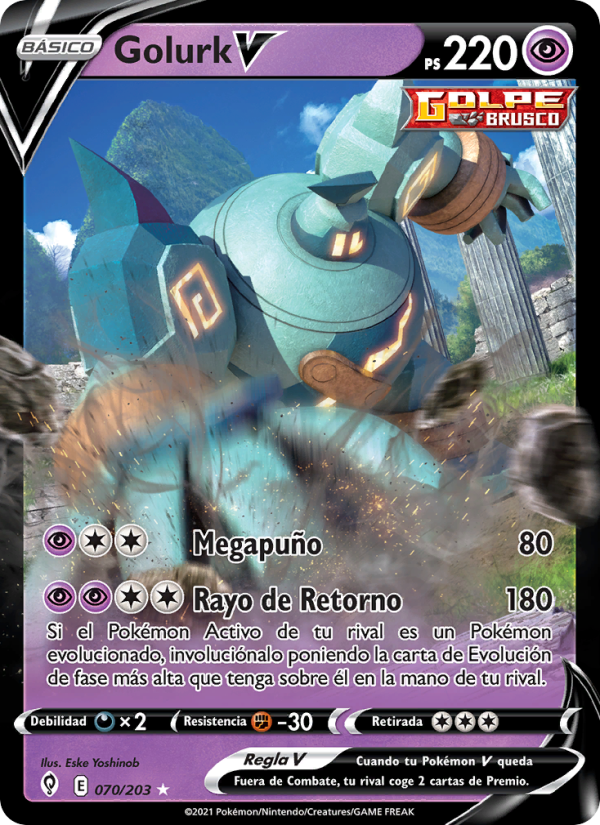 Golurk V 70 — Cielos Evolutivos (Spanish Pokémon TCG card)