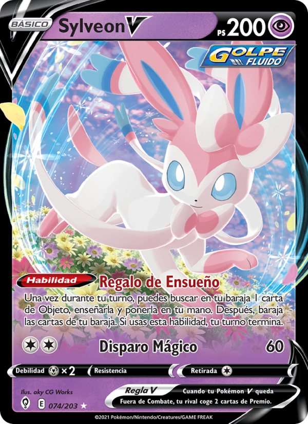 Sylveon V 74 — Cielos Evolutivos (Spanish Pokémon TCG card)