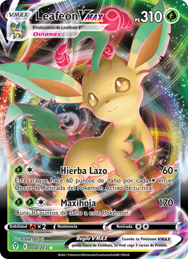 Leafeon VMAX 8 — Cielos Evolutivos (Spanish Pokémon TCG card)