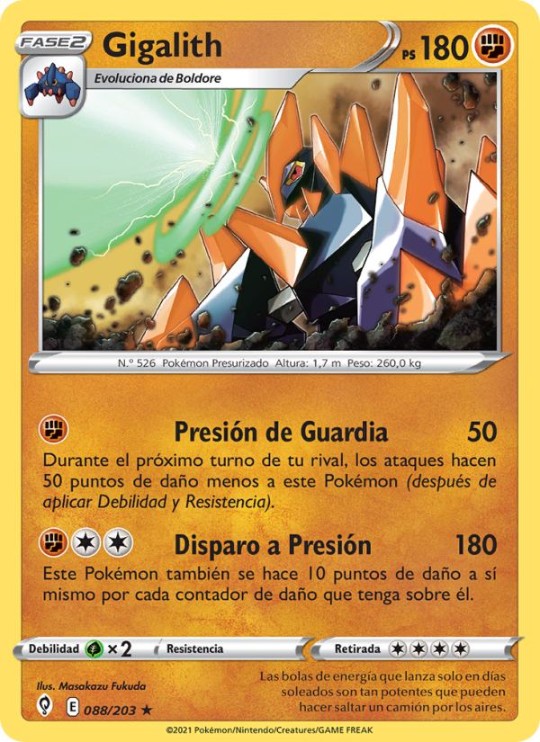 Gigalith 88 — Cielos Evolutivos (Spanish Pokémon TCG card)