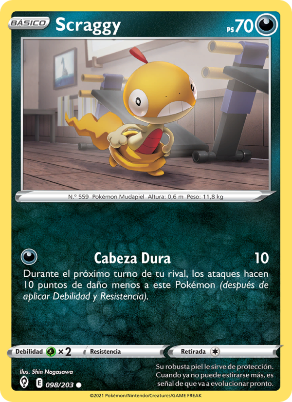 Scraggy 98 — Cielos Evolutivos (Spanish Pokémon TCG card)