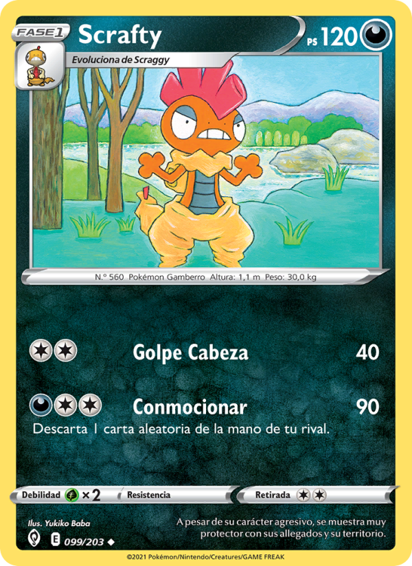 Scrafty 99 — Cielos Evolutivos (Spanish Pokémon TCG card)