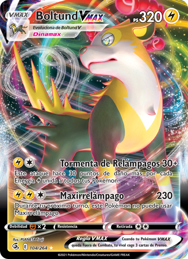 Boltund VMAX 104 — Golpe Fusión (Spanish Pokémon TCG card)