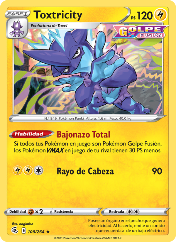 Toxtricity 108 — Golpe Fusión (Spanish Pokémon TCG card)