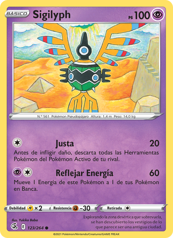 Sigilyph 123 — Golpe Fusión (Spanish Pokémon TCG card)