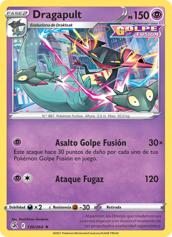 Dragapult 130 — Golpe Fusión (Spanish Pokémon TCG card)