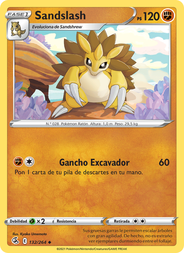 Sandslash 132 — Golpe Fusión (Spanish Pokémon TCG card)