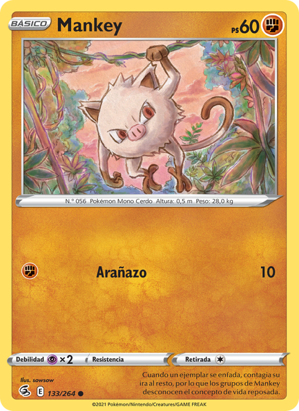 Mankey 133 — Golpe Fusión (Spanish Pokémon TCG card)