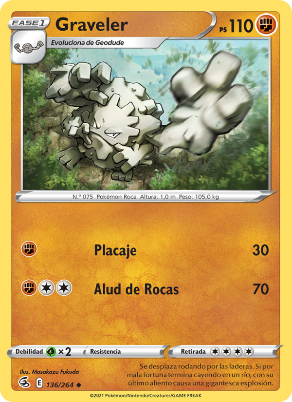 Graveler 136 — Golpe Fusión (Spanish Pokémon TCG card)