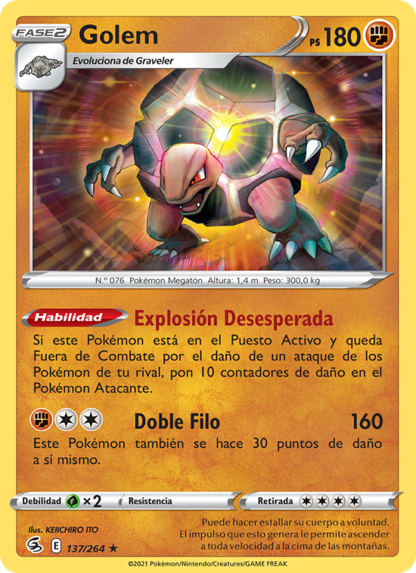Golem 137 — Golpe Fusión (Spanish Pokémon TCG card)