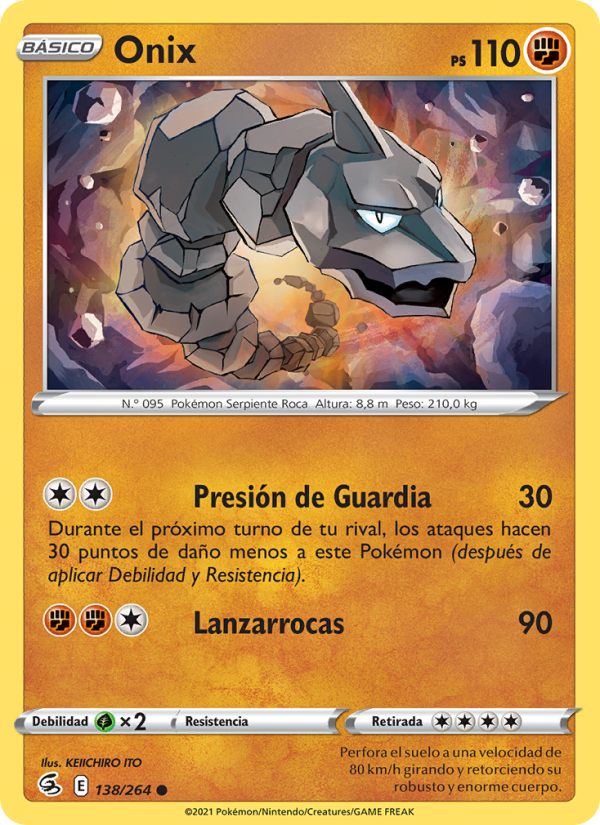 Onix 138 — Golpe Fusión (Spanish Pokémon TCG card)