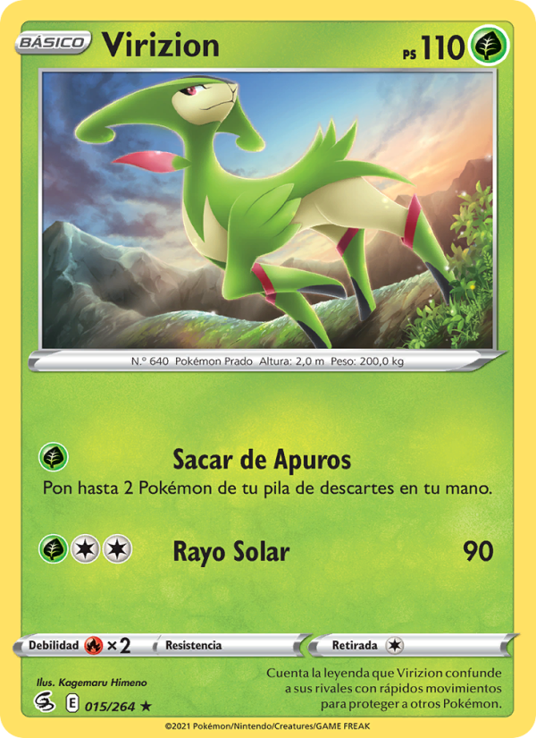 Virizion 15 — Golpe Fusión (Spanish Pokémon TCG card)