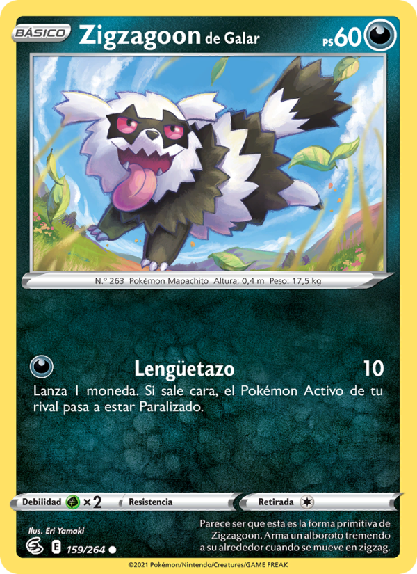 Zigzagoon de Galar 159 — Golpe Fusión (Spanish Pokémon TCG card)