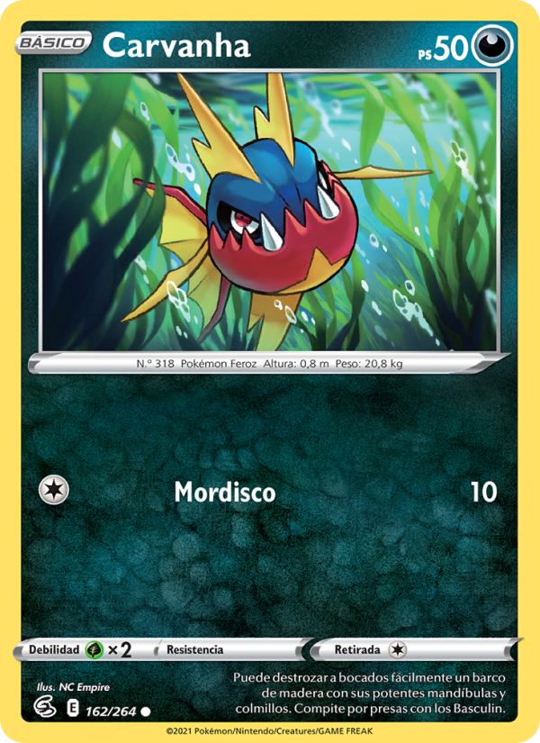 Carvanha 162 — Golpe Fusión (Spanish Pokémon TCG card)