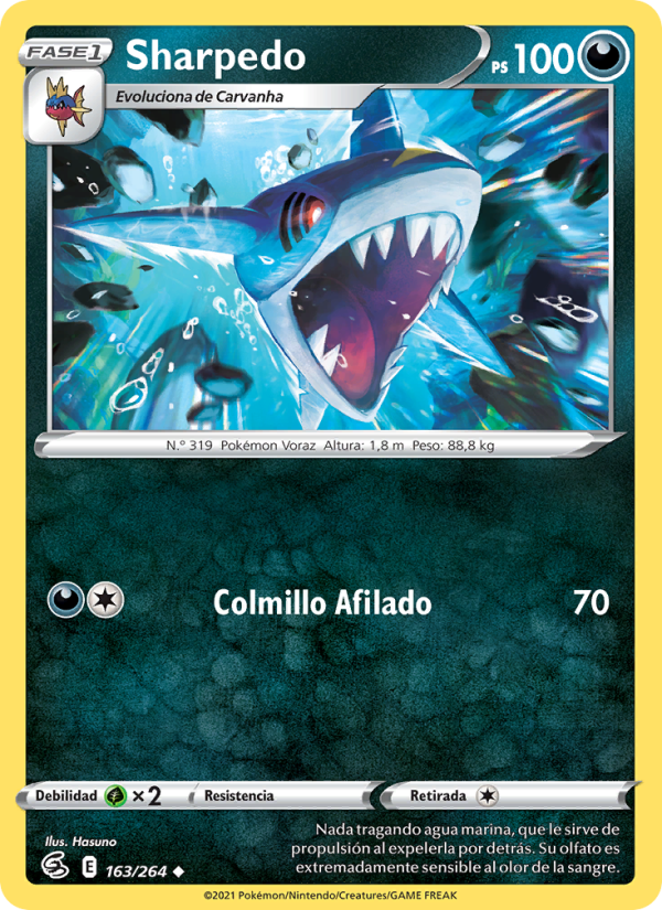 Sharpedo 163 — Golpe Fusión (Spanish Pokémon TCG card)