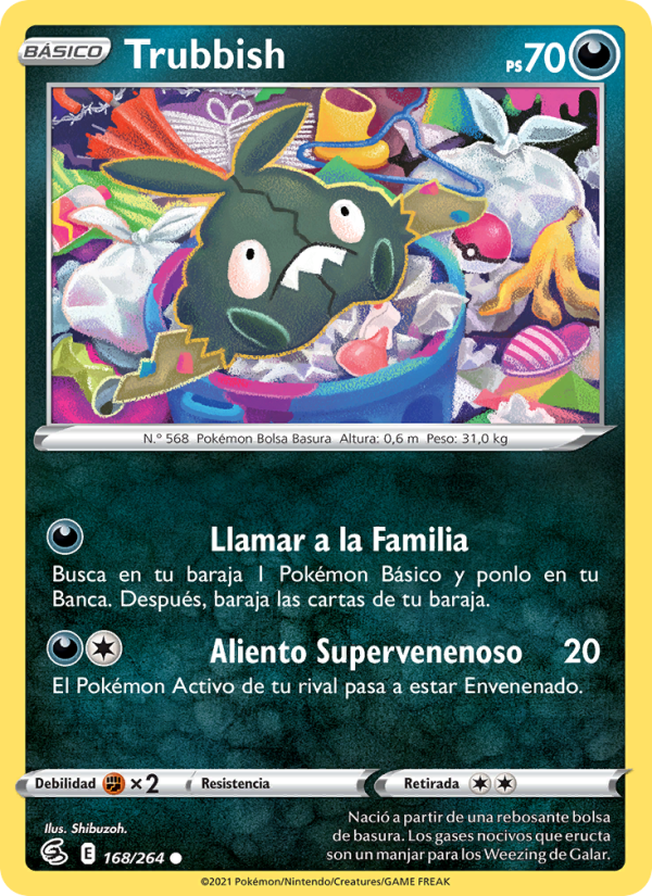 Trubbish 168 — Golpe Fusión (Spanish Pokémon TCG card)