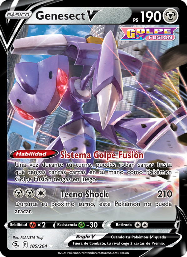 Genesect V 185 — Golpe Fusión (Spanish Pokémon TCG card)