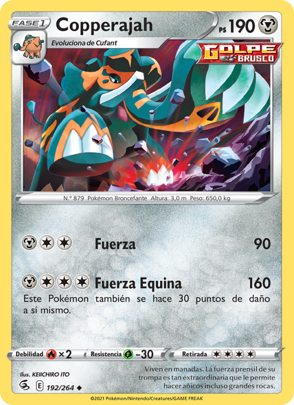 Copperajah 192 — Golpe Fusión (Spanish Pokémon TCG card)