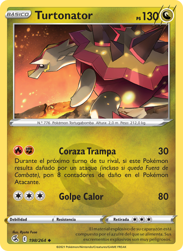 Turtonator 198 — Golpe Fusión (Spanish Pokémon TCG card)