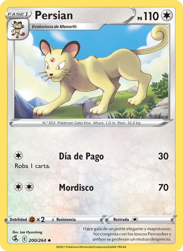 Persian 200 — Golpe Fusión (Spanish Pokémon TCG card)