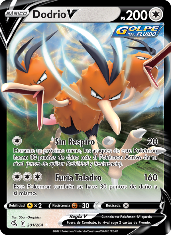 Dodrio V 201 — Golpe Fusión (Spanish Pokémon TCG card)
