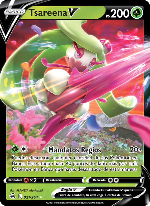 Tsareena V 21 — Golpe Fusión (Spanish Pokémon TCG card)