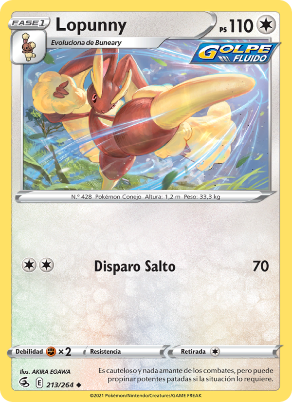Lopunny 213 — Golpe Fusión (Spanish Pokémon TCG card)