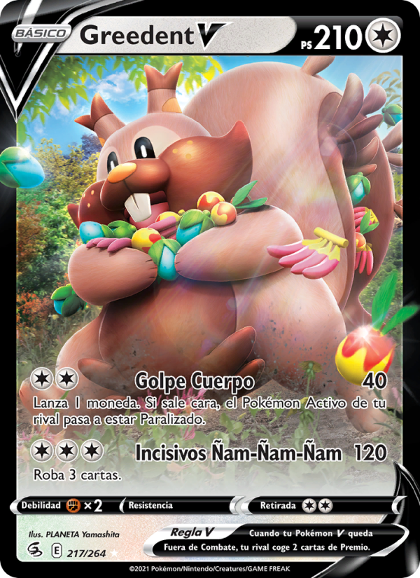 Greedent V 217 — Golpe Fusión (Spanish Pokémon TCG card)