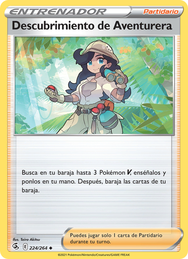Descubrimiento de Aventurera 224 — Golpe Fusión (Spanish Pokémon TCG card)