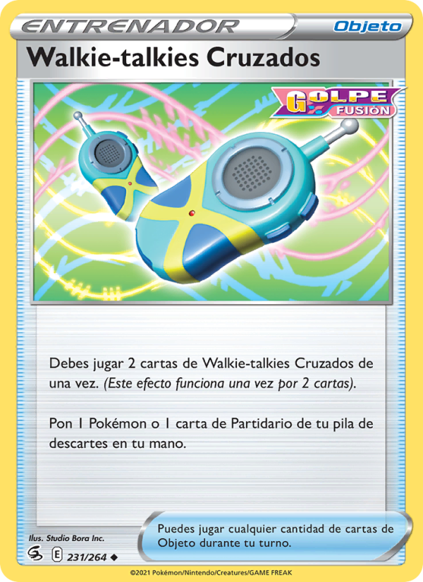 Walkie-talkies Cruzados 231 — Golpe Fusión (Spanish Pokémon TCG card)