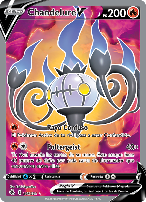 Chandelure V 247 — Golpe Fusión (Spanish Pokémon TCG card)