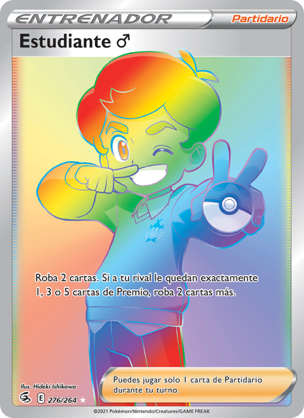 Estudiante ♂ 276 — Golpe Fusión (Spanish Pokémon TCG card)