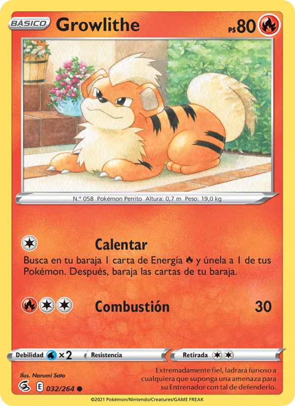 Growlithe 32 — Golpe Fusión (Spanish Pokémon TCG card)