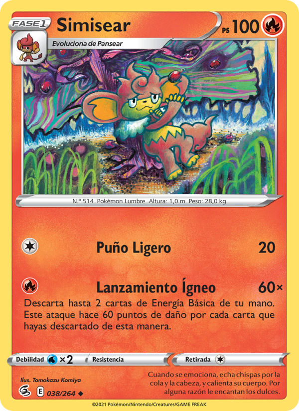 Simisear 38 — Golpe Fusión (Spanish Pokémon TCG card)