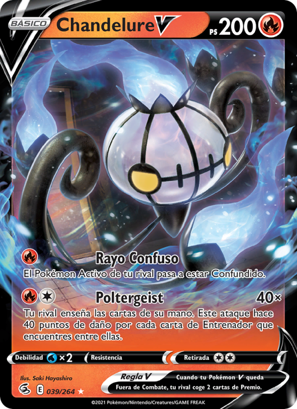 Chandelure V 39 — Golpe Fusión (Spanish Pokémon TCG card)