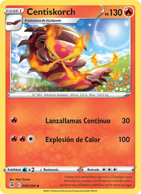 Centiskorch 49 — Golpe Fusión (Spanish Pokémon TCG card)