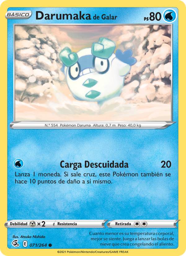 Darumaka de Galar 71 — Golpe Fusión (Spanish Pokémon TCG card)