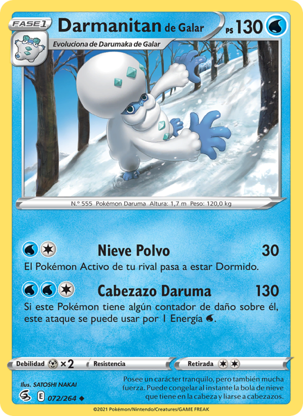 Darmanitan de Galar 72 — Golpe Fusión (Spanish Pokémon TCG card)