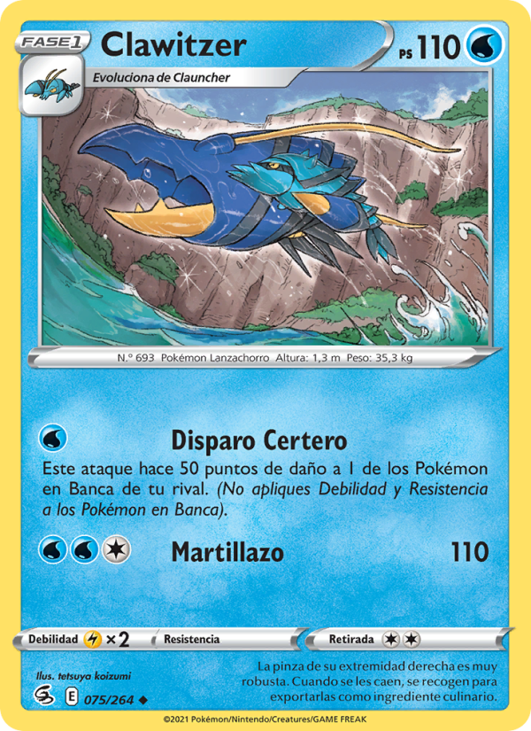 Clawitzer 75 — Golpe Fusión (Spanish Pokémon TCG card)