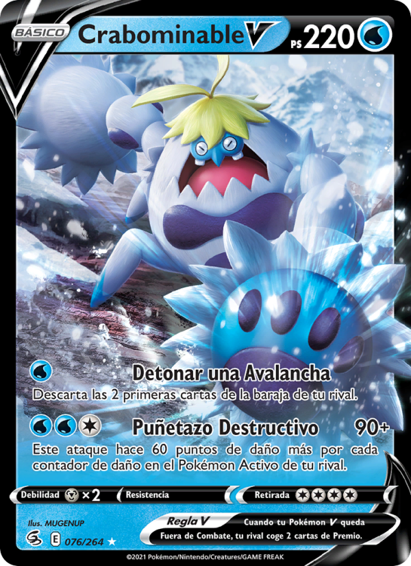 Crabominable V 76 — Golpe Fusión (Spanish Pokémon TCG card)