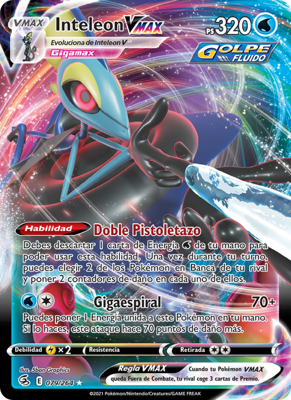 Inteleon VMAX 79 — Golpe Fusión (Spanish Pokémon TCG card)