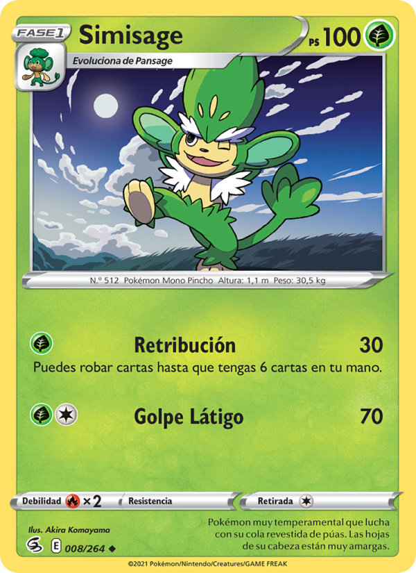 Simisage 8 — Golpe Fusión (Spanish Pokémon TCG card)