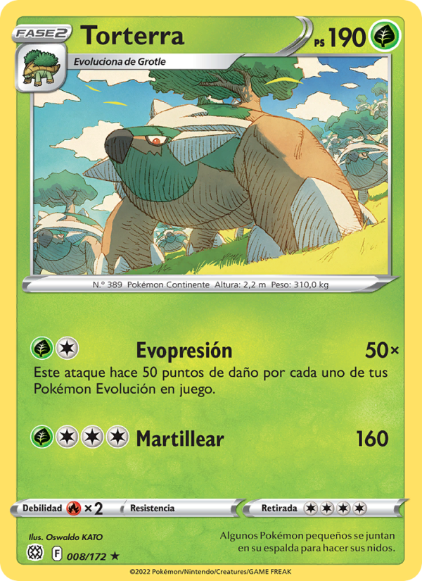 Torterra 008 — Astros Brillantes (Spanish Pokémon TCG card)