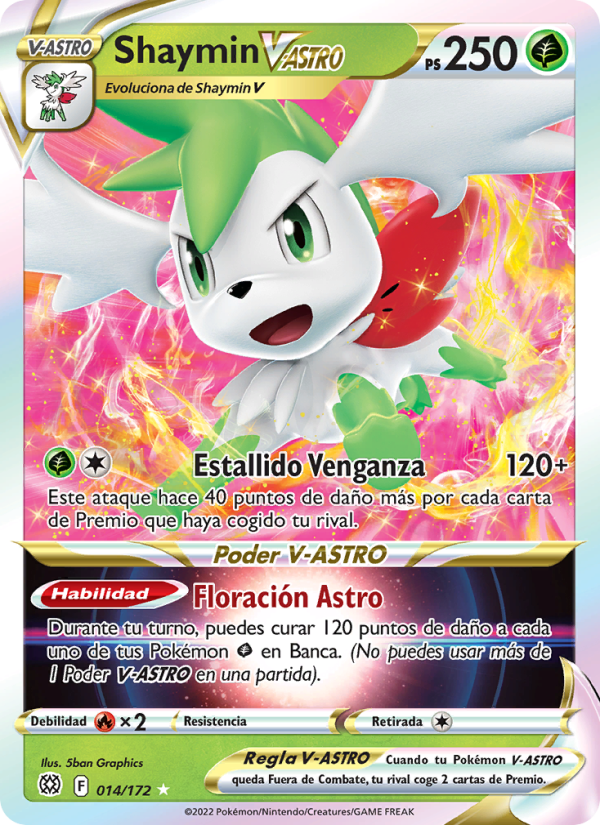 Shaymin V-ASTRO 014 — Astros Brillantes (Spanish Pokémon TCG card)