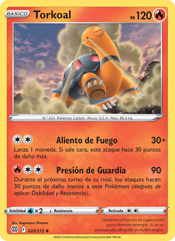 Torkoal 023 — Astros Brillantes (Spanish Pokémon TCG card)