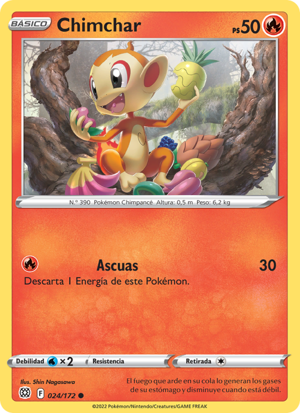 Chimchar 024 — Astros Brillantes (Spanish Pokémon TCG card)