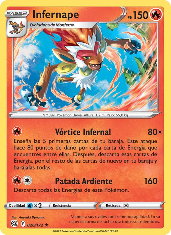 Infernape 026 — Astros Brillantes (Spanish Pokémon TCG card)